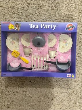 Vintage 1998 Tootsietoy Tea Party Play Dish Set - Floral Pink Pattern
